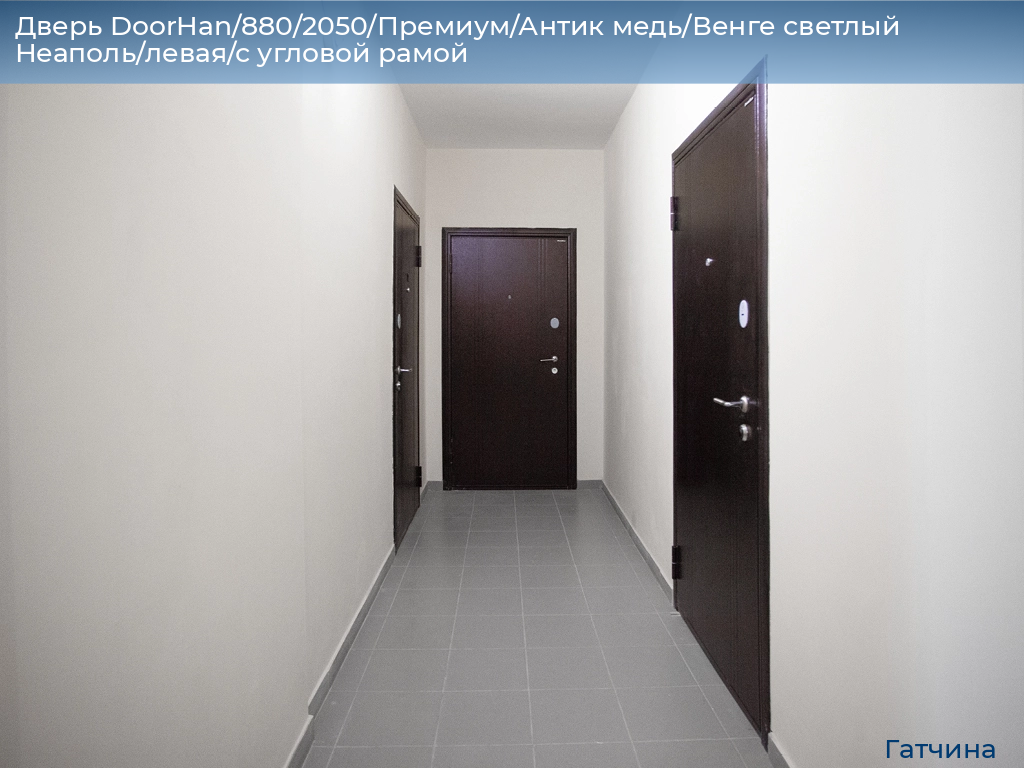 Дверь DoorHan/880/2050/Премиум/Антик медь/Венге светлый Неаполь/левая/с угловой рамой, gatchina.doorhan.ru
