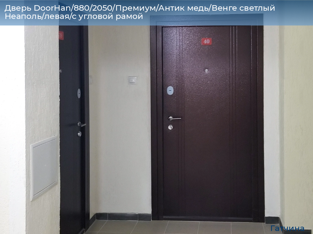 Дверь DoorHan/880/2050/Премиум/Антик медь/Венге светлый Неаполь/левая/с угловой рамой, gatchina.doorhan.ru